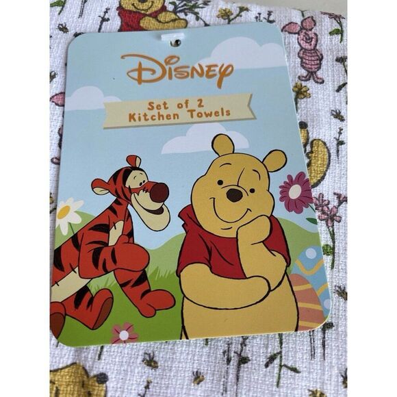 2 Pack Disney Winnie the Pooh Piglet Floral Spring Kitchen Towels 16 X 26” NEW - Picture 2 of 16